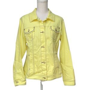 DG2 by Diane Gilman Lemon Yellow Heavy Pickstitch Jean Trucker Jacket NWT